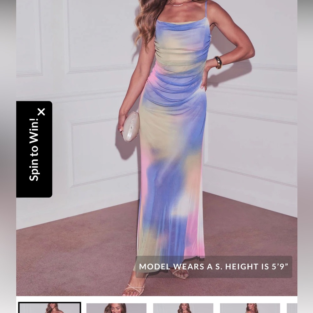 Remah Mesh Tie Dye Maxi Dress Size S